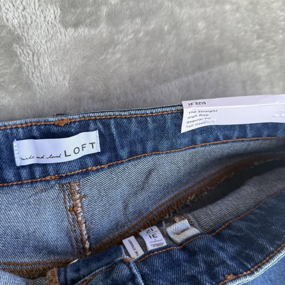 Loft The Straight High Rise Regular Medium Wash Jeans Size 31 NWT 31/12 - Picture 2 of 8